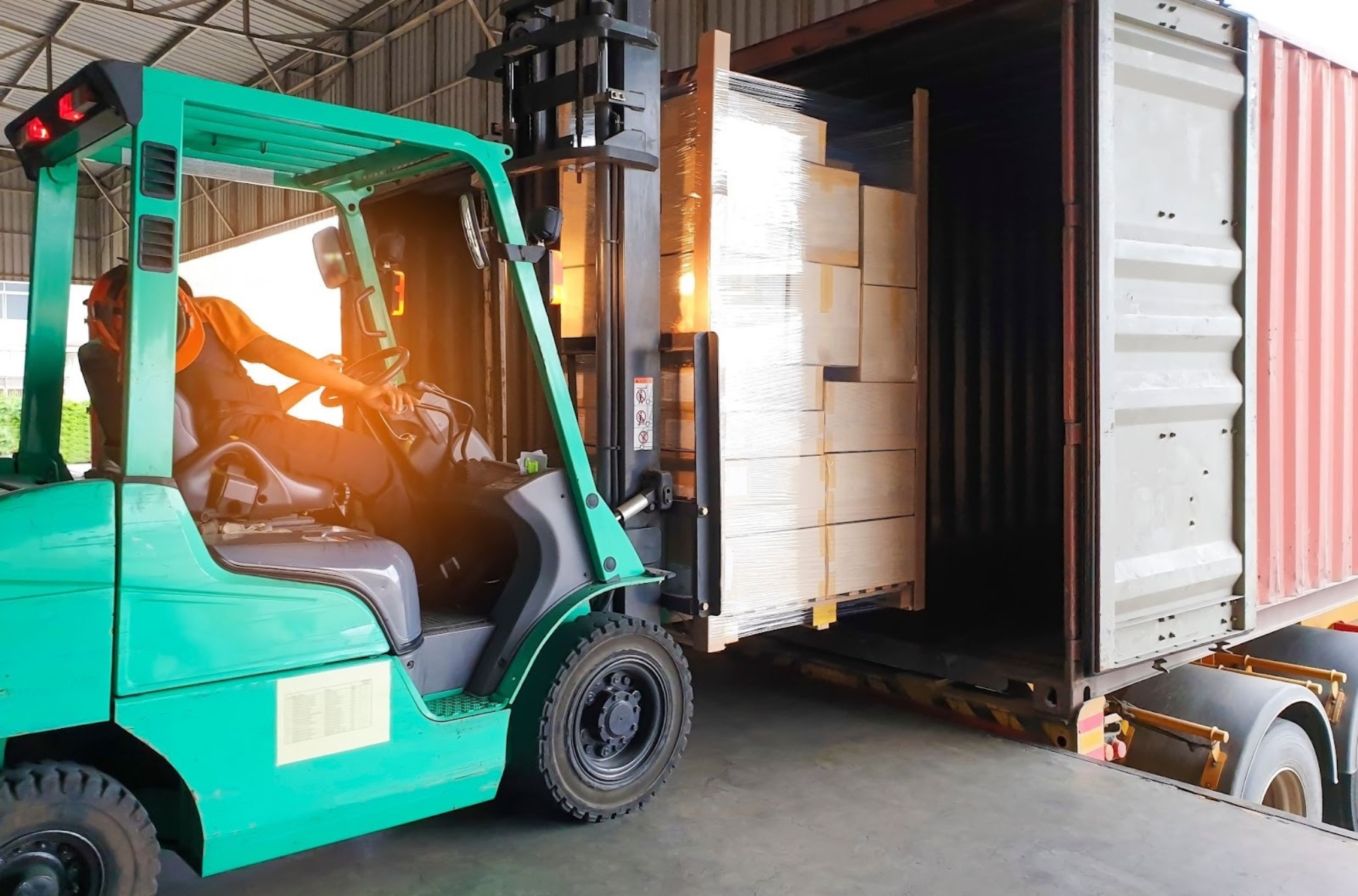 Forklift loading container