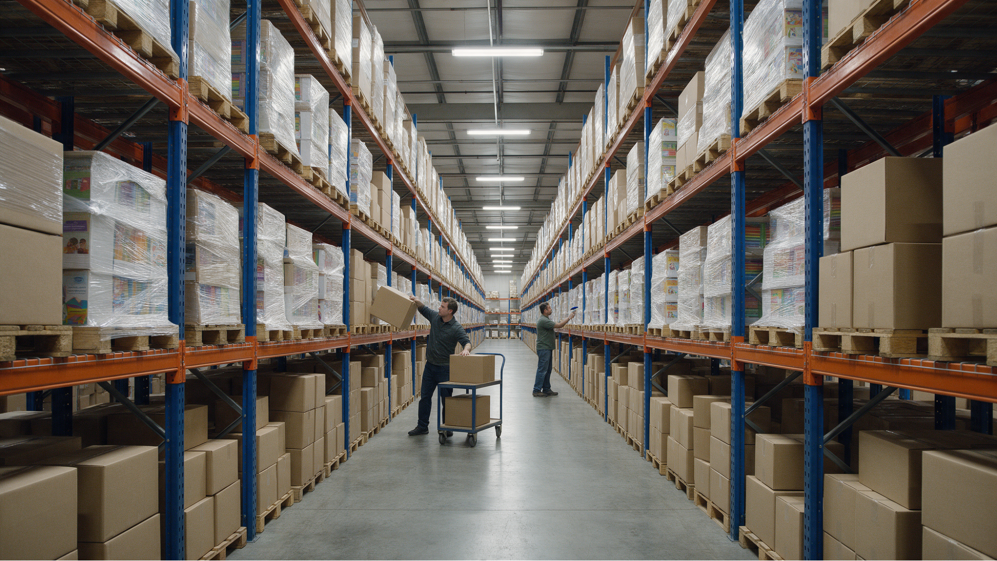 Warehouse aisle with shelving