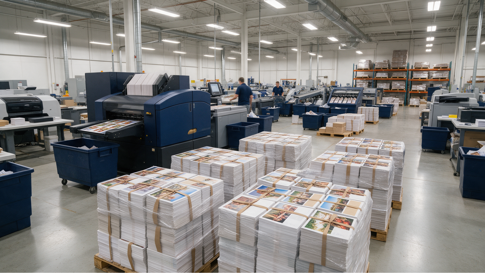 Large-scale commercial printing facility floor